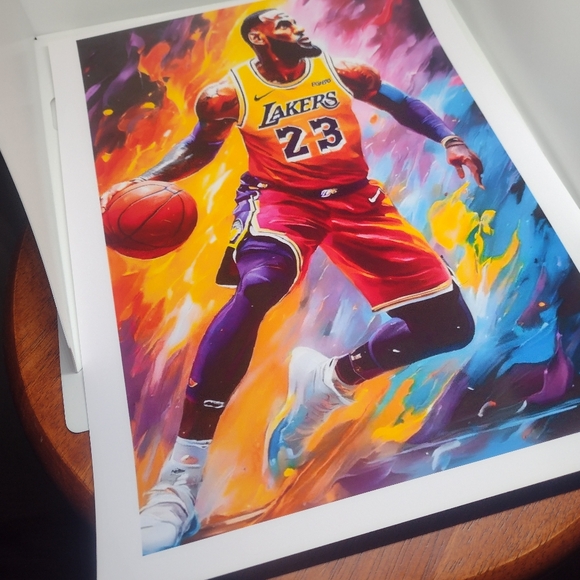 NEW!💯 LEBRON JAMES LAKERS 8.5x11 ULTRA PREMIUM GLOSSY COLOR ART REPRINT POSTER - Picture 5 of 7
